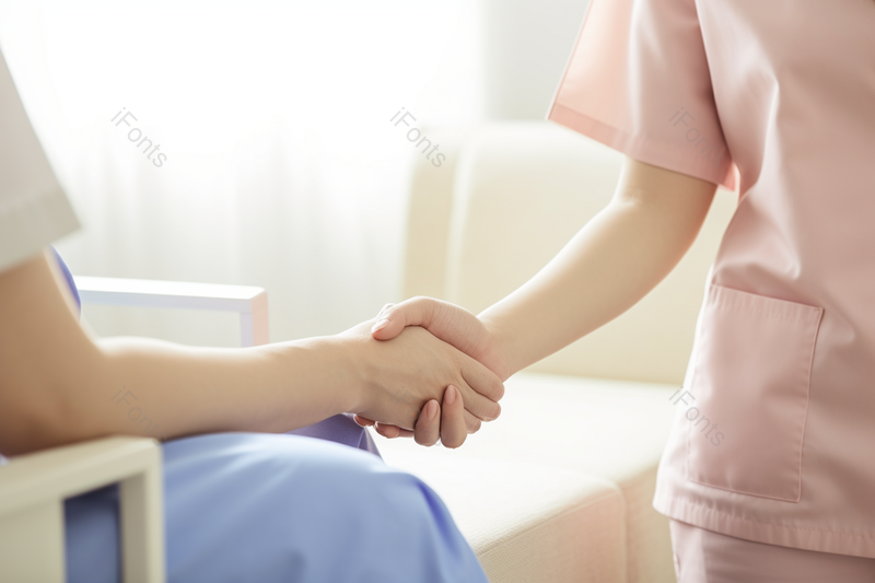 医院年轻女护工关爱老人握手形象,高清,摄影图,摄影图片,图片大全,摄影图免费下载